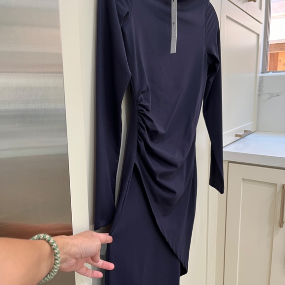Susana Monaco Midnight Blue Mock Neck Rusched Mini Dress - NWT - XS - Picture 4 of 9